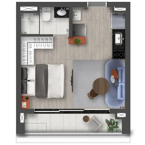 imagem 3 - Apartamento Studio - Residencial No Bairro Jardim Paulistano -  Square Tarraf imagem 3 - Apartamento Studio - Residencial No Bairro Jardim Paulistano -  Square Tarraf